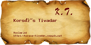 Korsós Tivadar névjegykártya